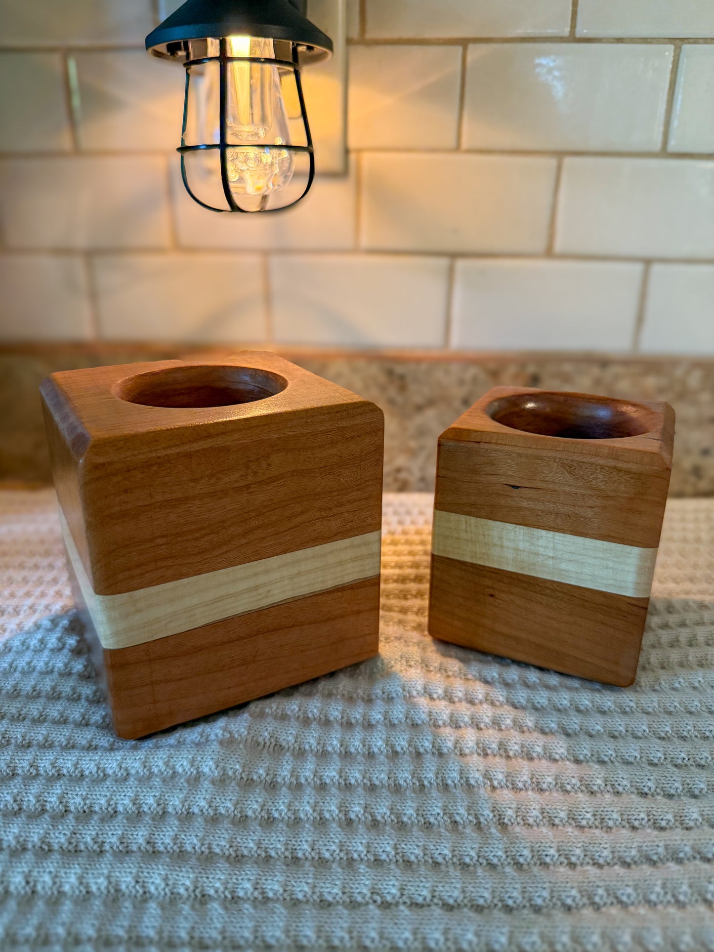 Handmade Cherry & Maple Hardwood Succulent Planter