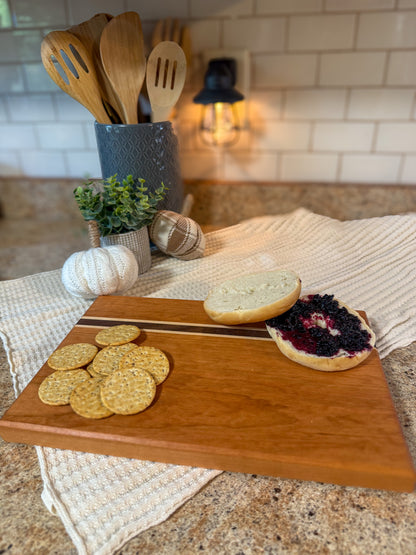 Handmade Cherry Cutting Board: Maple & Walnut Accents