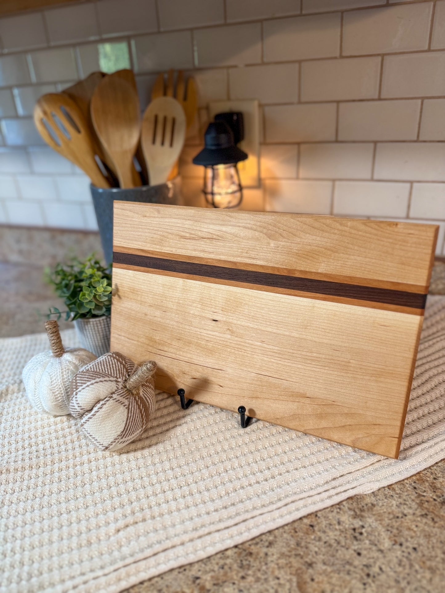 Handmade Maple Cutting Board with Walnut & Cherry Accents