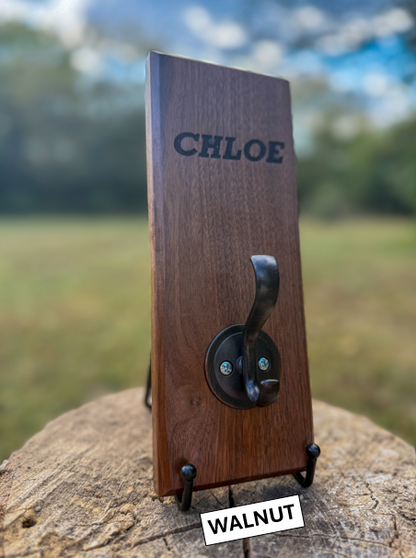 Custom Hardwood Dog Leash & Collar Holder