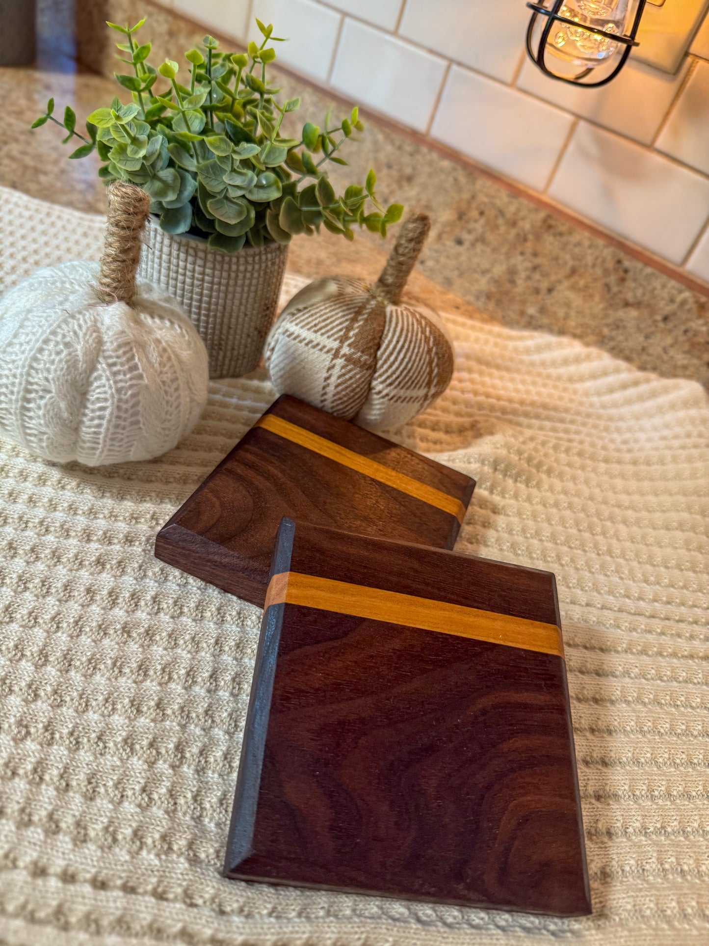 Walnut & Cherry Coaster Set
