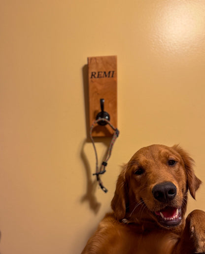 Custom Hardwood Dog Leash & Collar Holder