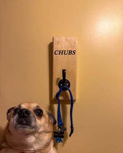 Custom Hardwood Dog Leash & Collar Holder